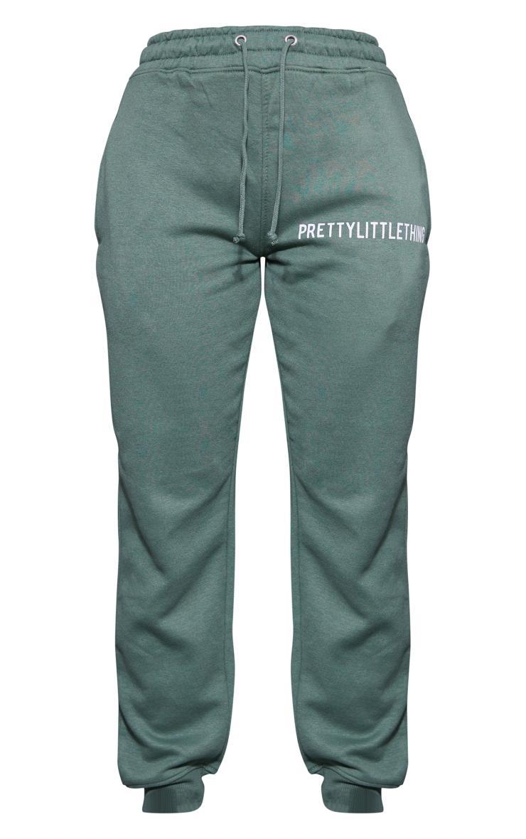 PRETTYLITTLETHING Sea Green Logo High Waisted Cuffed Sweatpant Product Image
