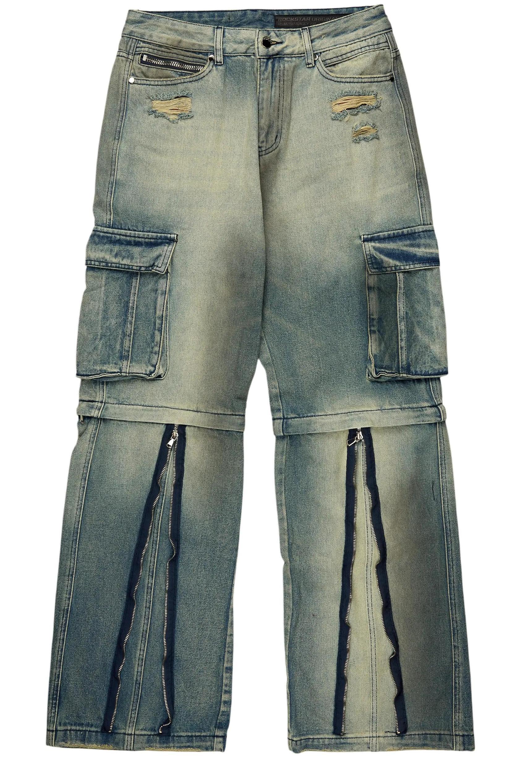 Rupert Vintage Blue Baggy Fit Zip Off Jean Male Product Image
