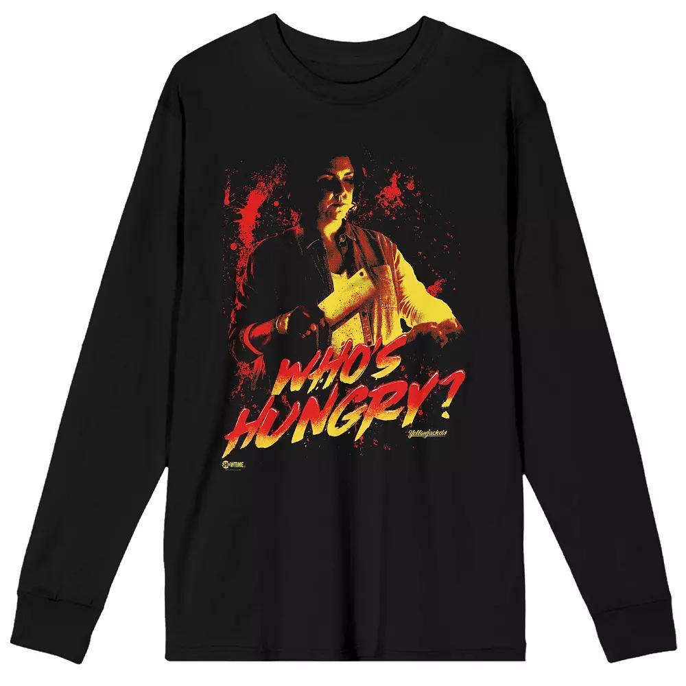 Men's Yellowjackets Whos Hungry Long Sleeve Graphic Tee, Size: Medium, Black Product Image