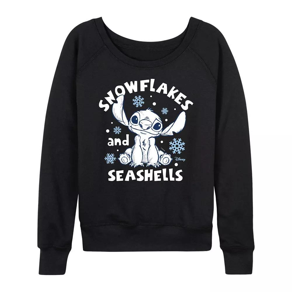 Disneys Lilo & Stitch Womens Snowflakes & Seashells French Terry Long Sleeve Tee Product Image
