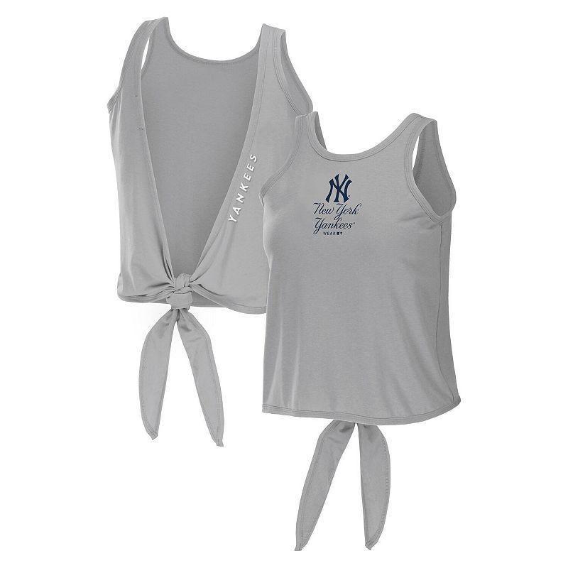 Women's WEAR by Erin Andrews Gray New York Yankees Open Back Twist Tie Tank Top, Size: XL, Grey Product Image