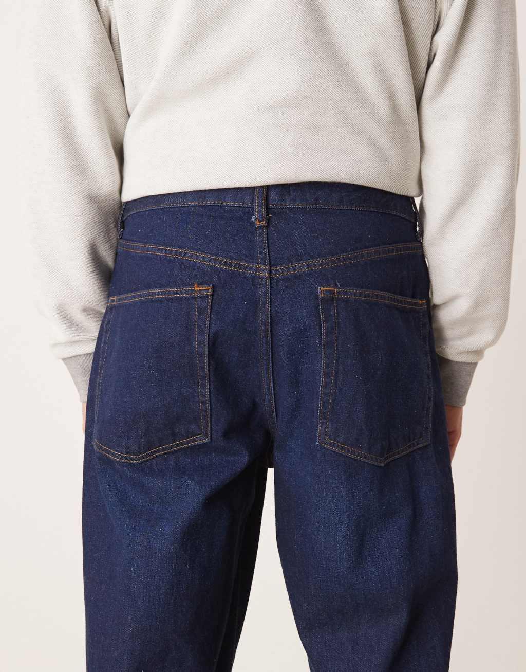 ASOS DESIGN baggy jeans in dark wash blue Product Image