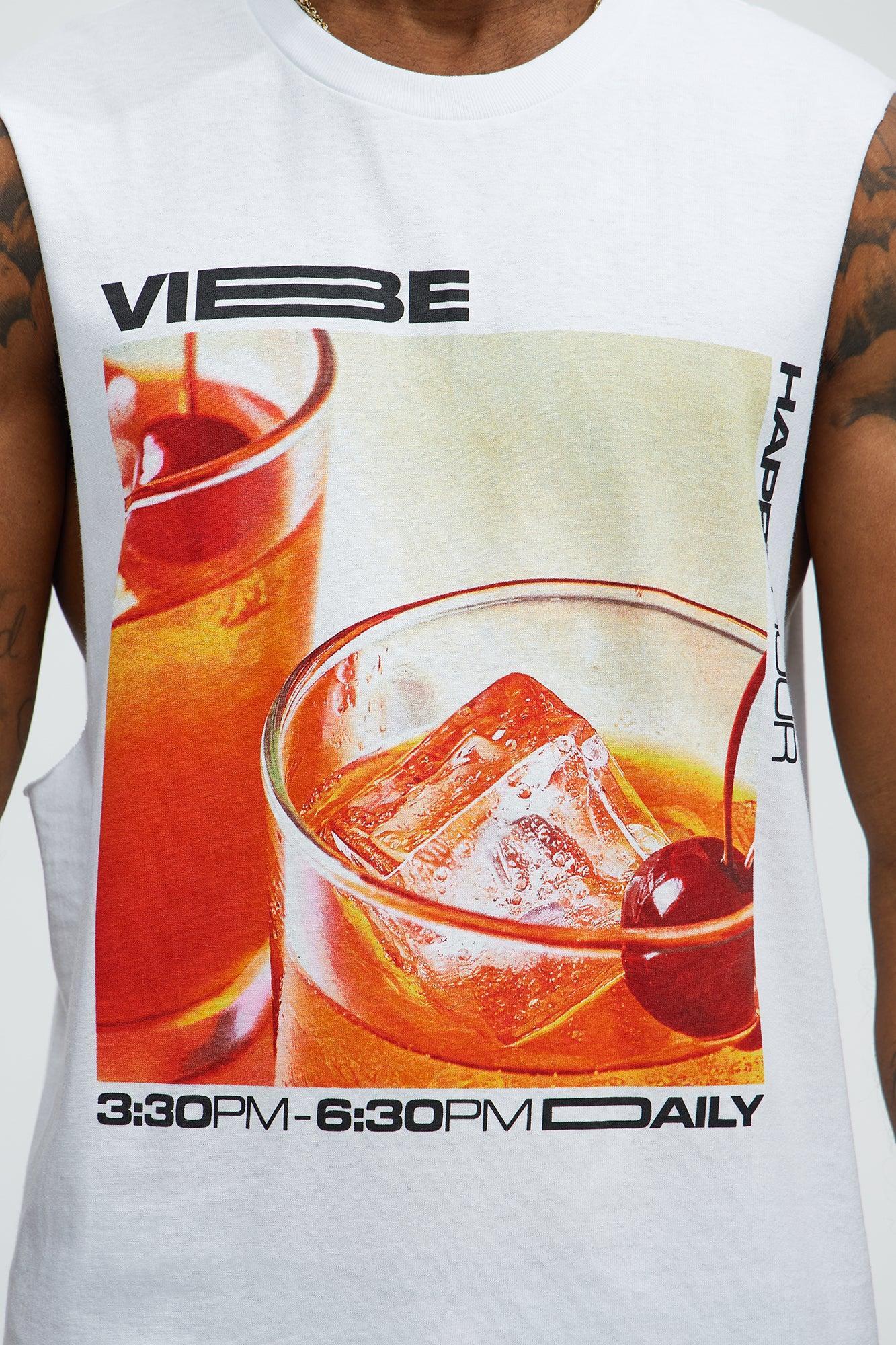 Vibe Happy Hour Muscle Tee - White Product Image
