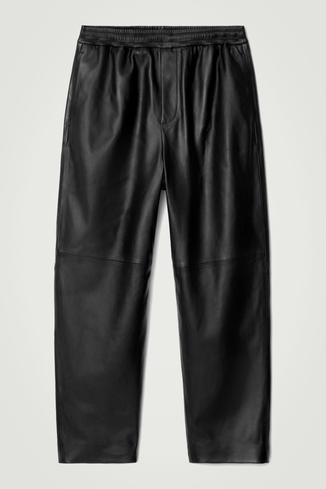 ELASTICATED TAPERED LEATHER JOGGERS Product Image