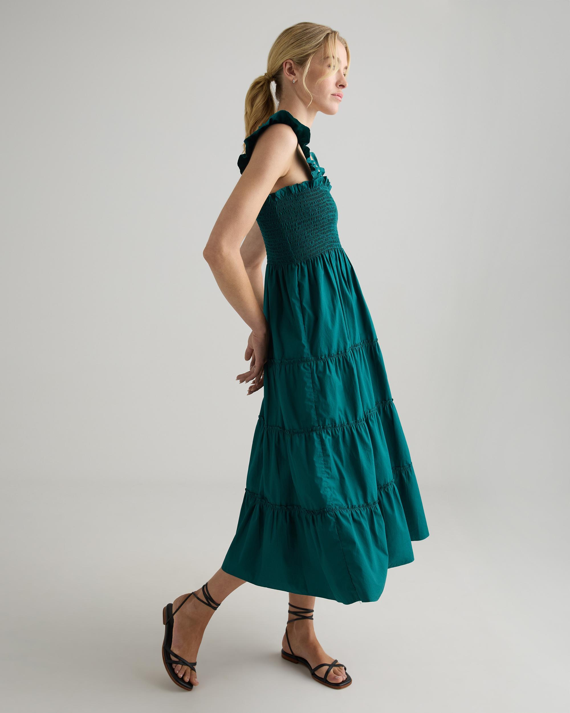 Quince | Women's Smocked Midi Dress Organic Cotton Product Image