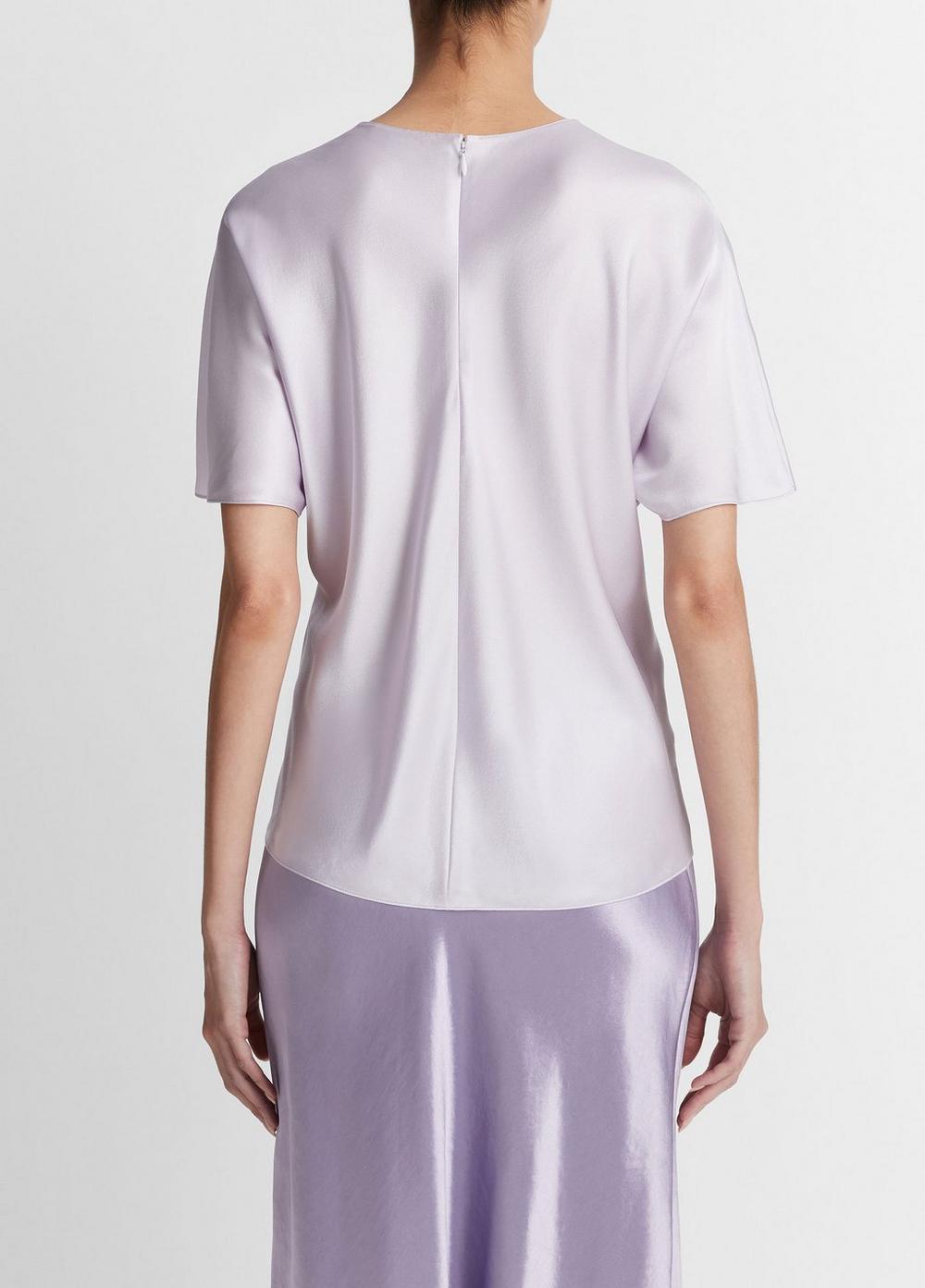 Womens Silk Satin Bias T-Shirt, Black, Size L Vince Product Image