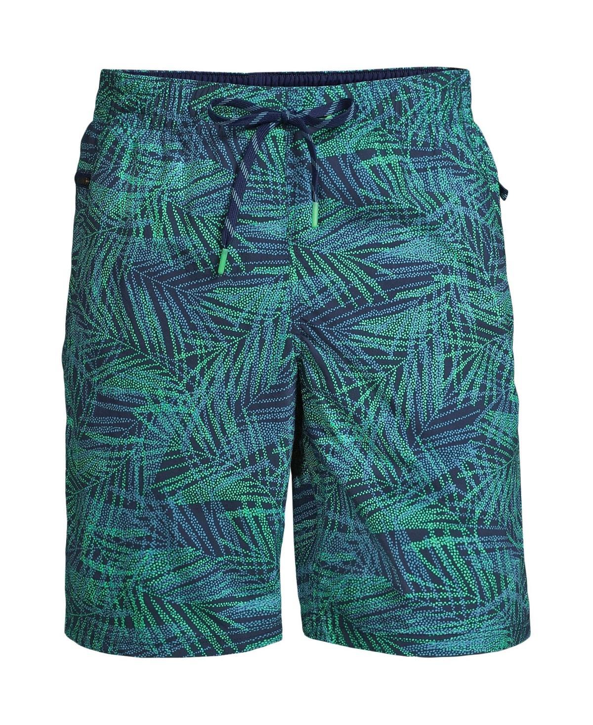 Mens Lands End 9 Swim Trunks Lime Green Colorblock Product Image
