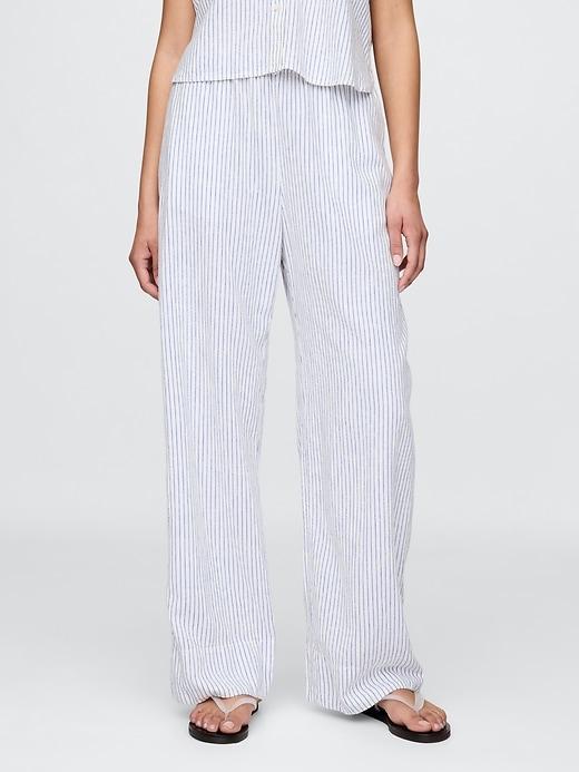 Linen-Blend Easy Wide-Hem Pants Product Image