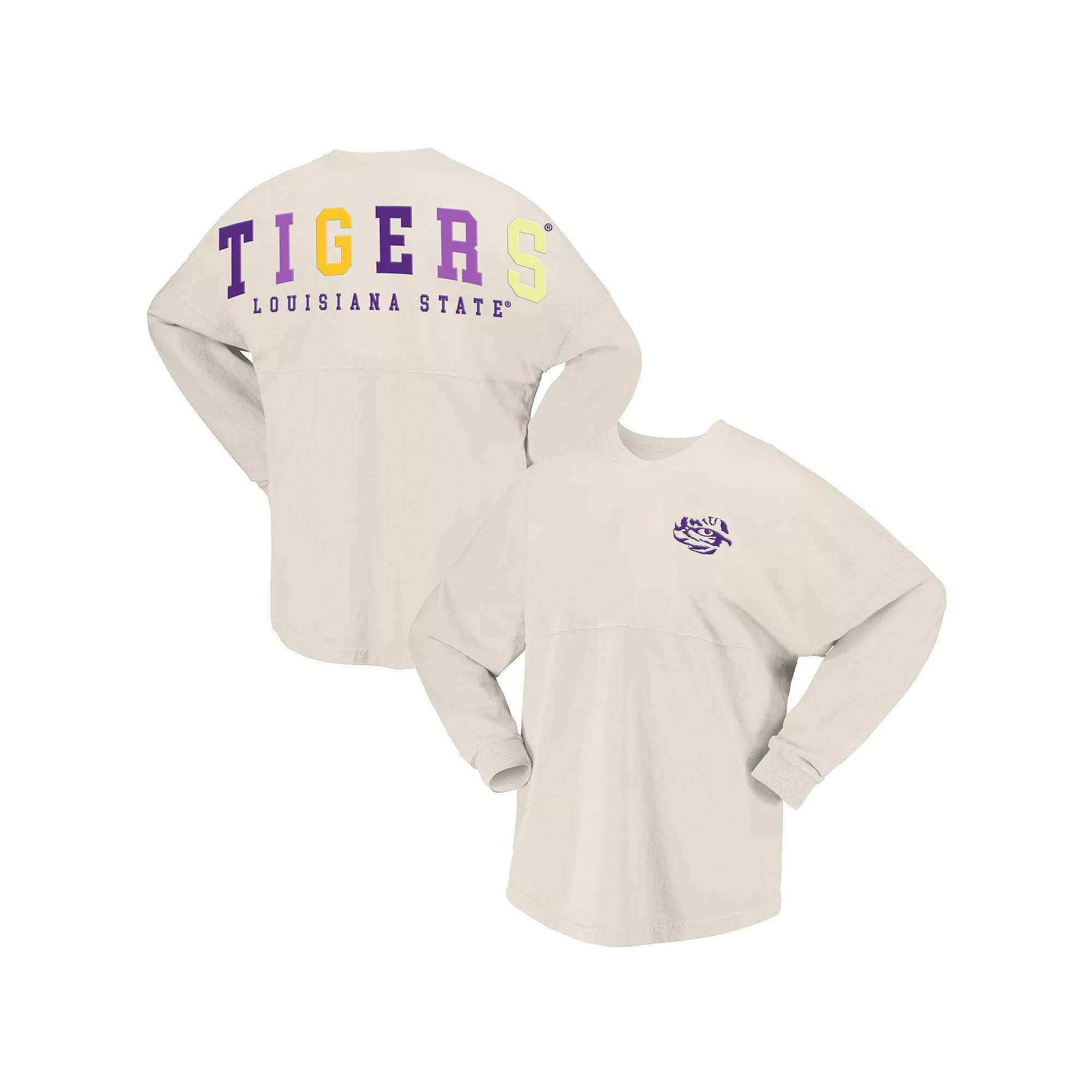 Women's Spirit Jersey Tan LSU Tigers Rainbow Arch Long Sleeve T-Shirt, Size: XL, Team Product Image
