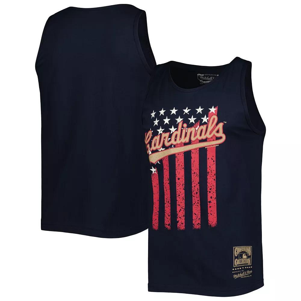 Men's Mitchell & Ness Navy St. Louis Cardinals Cooperstown Collection Stars and Stripes Tank Top, Size: Medium, Blue Product Image