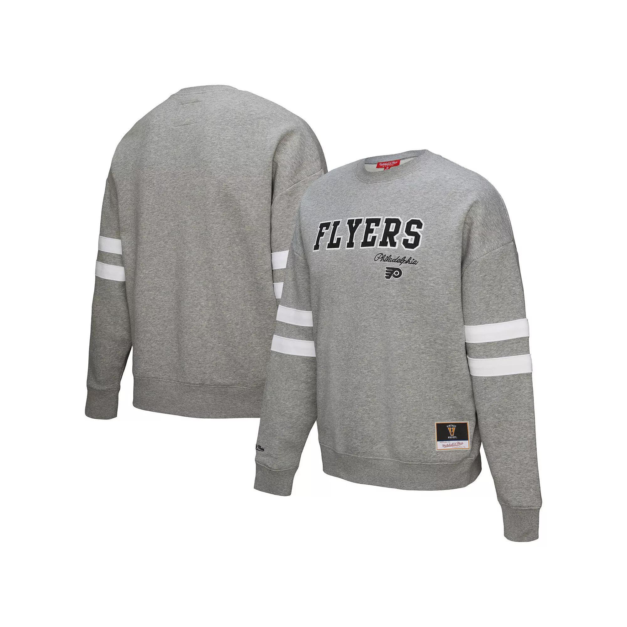 Women's Mitchell & Ness Heather Gray Philadelphia Flyers Logo Lightweight Pullover Sweatshirt, Size: Medium, Fly Grey Product Image