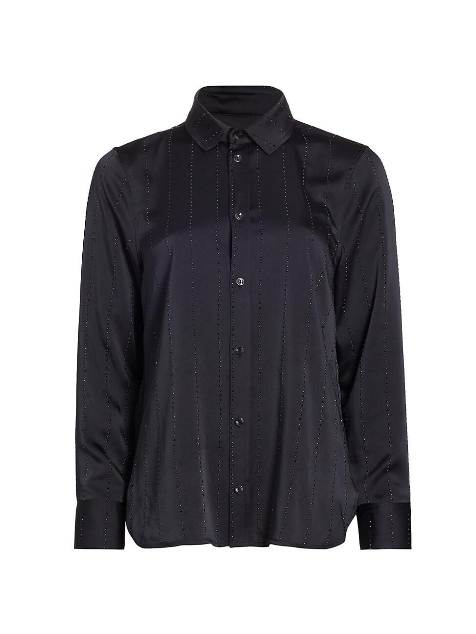 Embellished Satin Button-Up Shirt Product Image