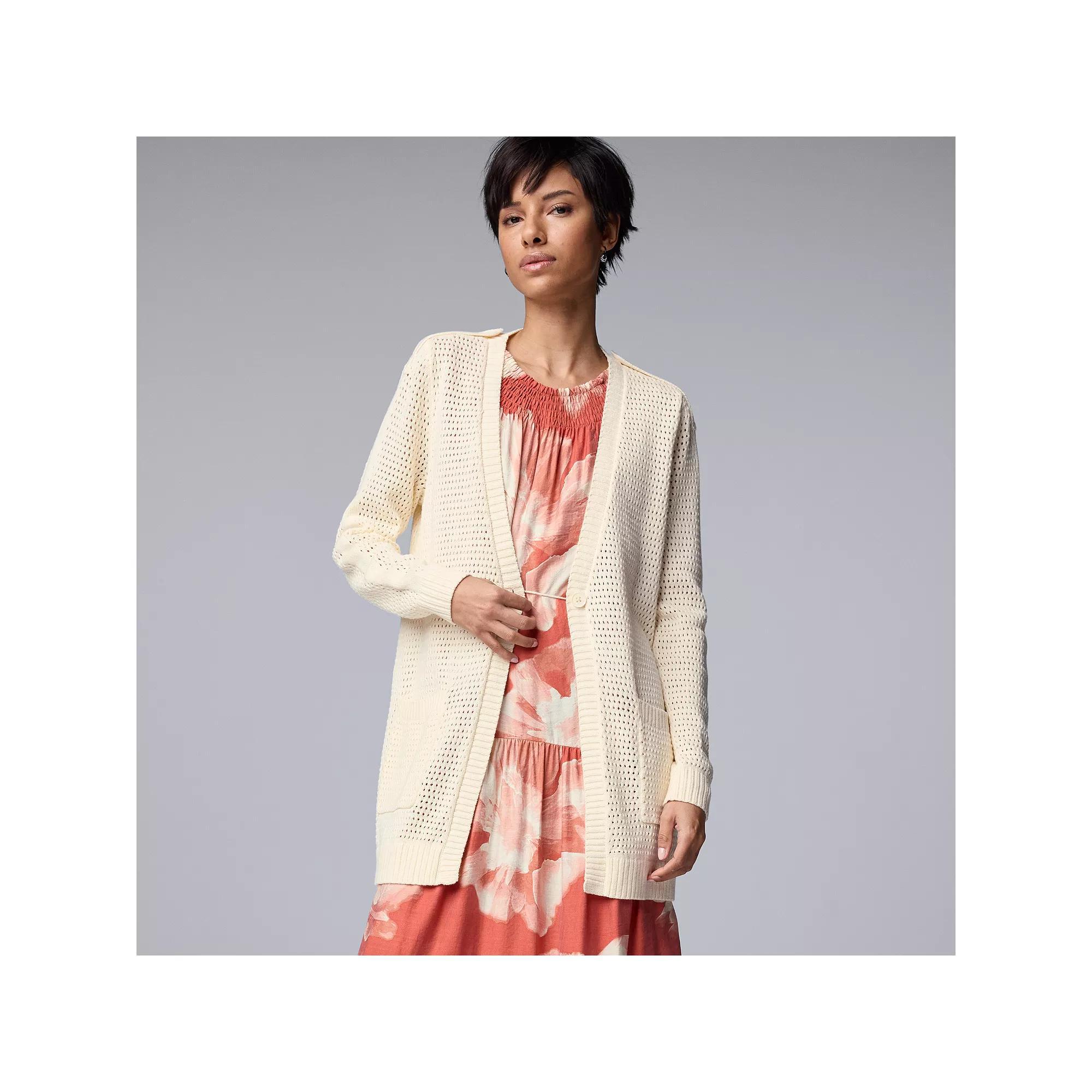 Women's Simply Vera Vera Wang Oversized Utility Cardigan, Size: XXL, Sweet Pecans Product Image