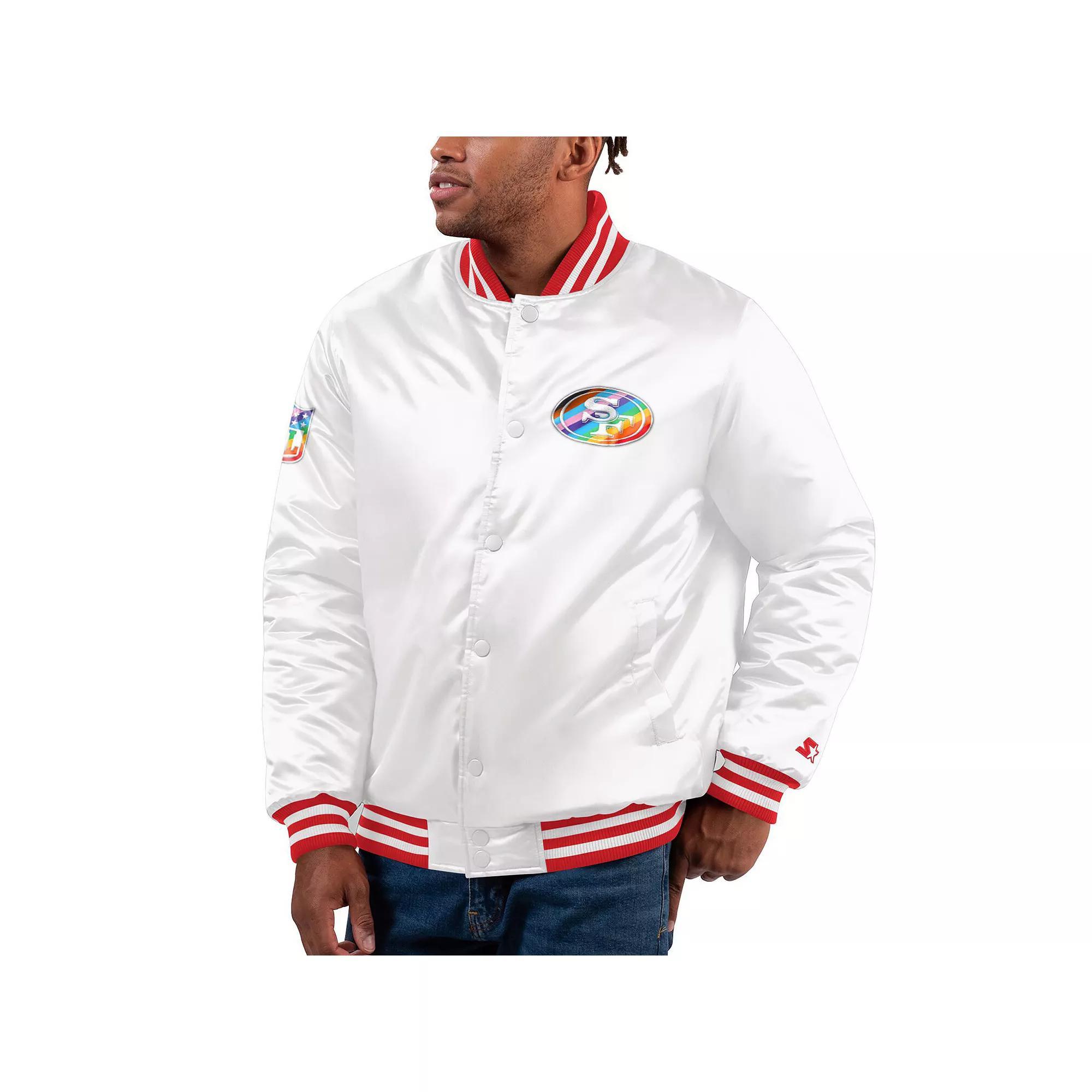 Men's Starter White San Francisco 49ers Pride Full-Snap Varsity Jacket, Size: 2XL Product Image