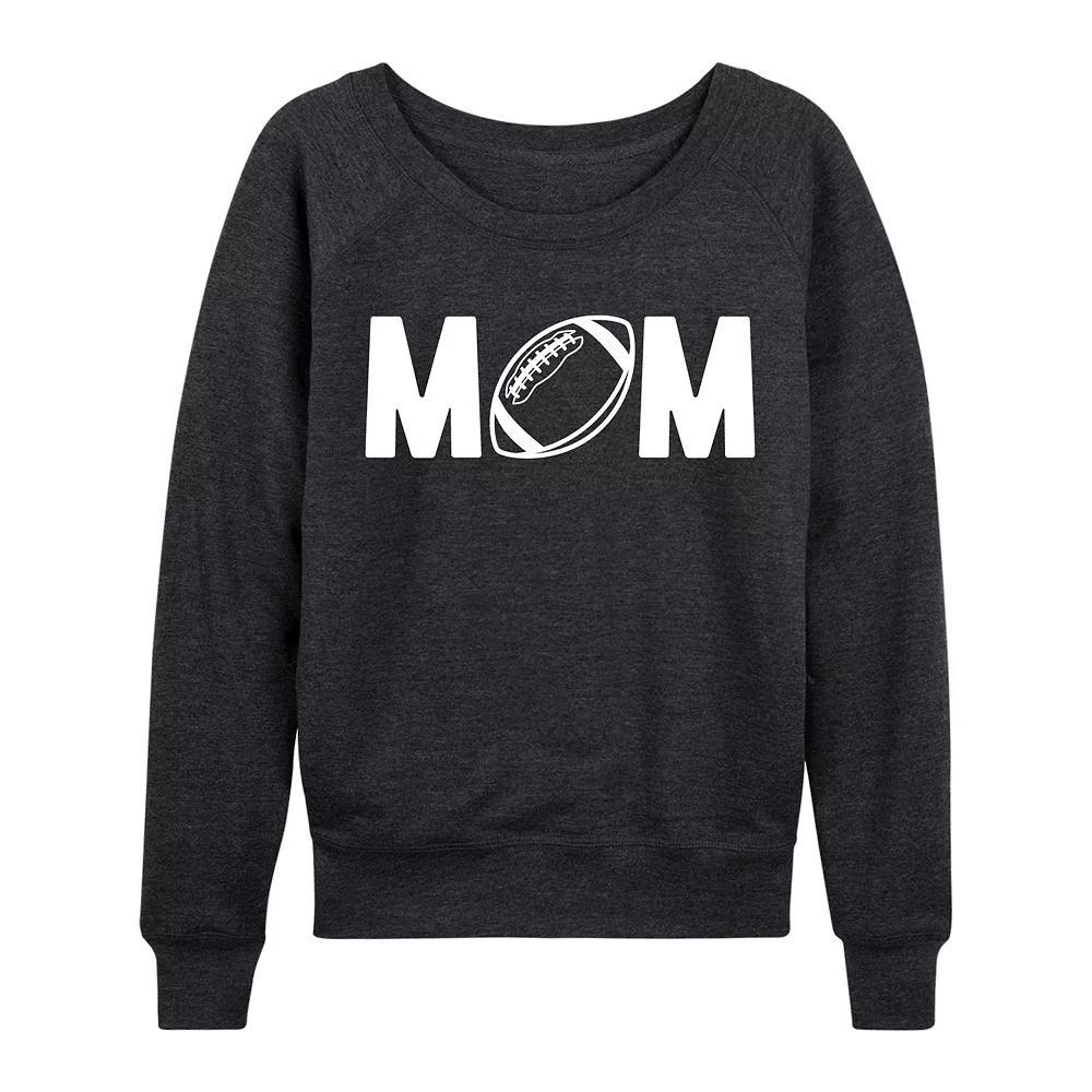 Womens Mom Football French Terry Long Sleeve Tee, Girls Heather Grey Product Image