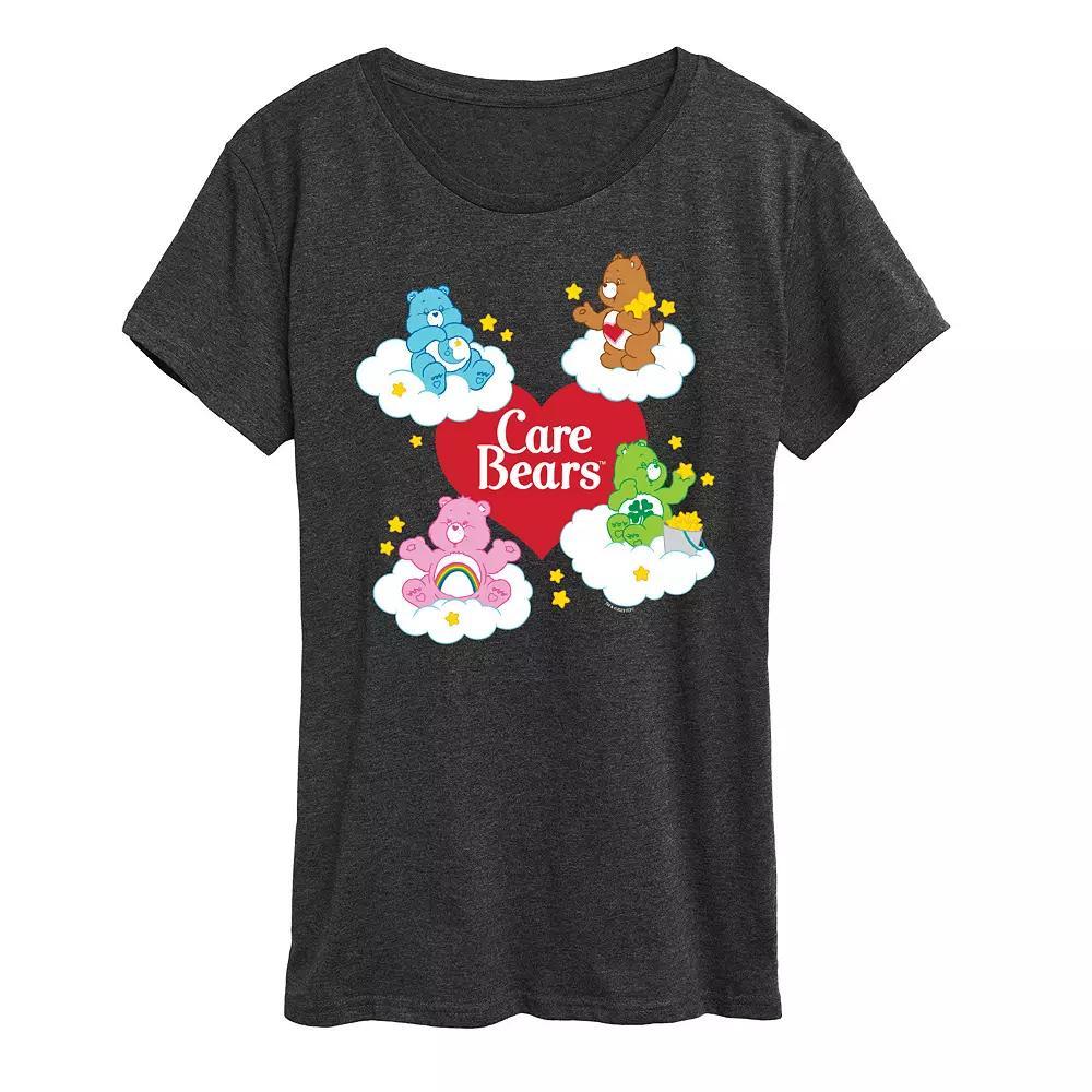Womens Care Bears Heart And Bear Logo Graphic Tee Grey Blue Product Image