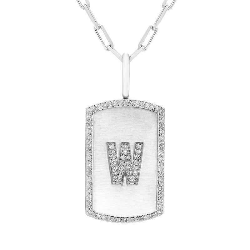 It's Personal Initial Sterling Silver & 1/4 Carat T.W. Diamond Dog Tag Necklace, Women's, Size: 20", Sterling Z Product Image