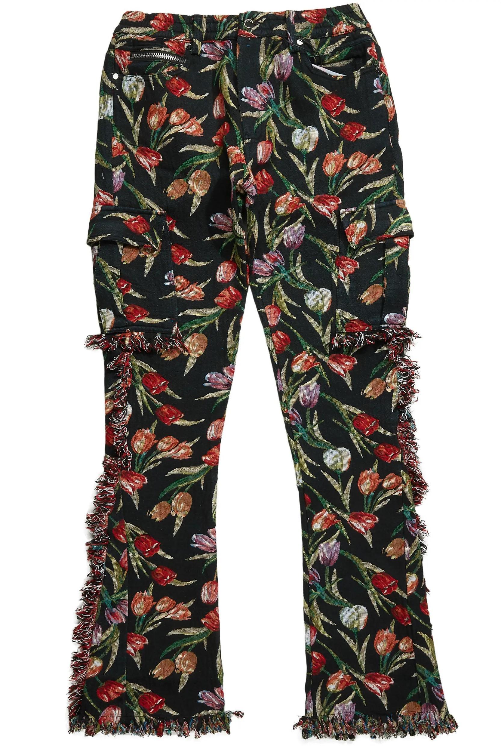 Ayami Black Slim Tapestry Flare Jean Male Product Image