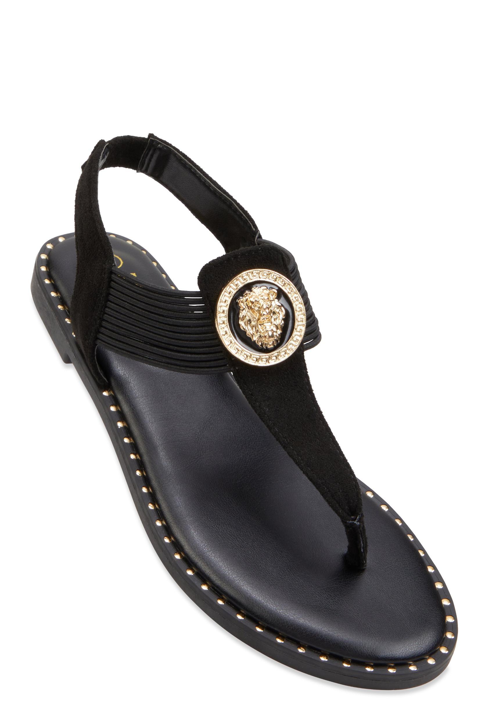 Womens Lion Pendant Corded Thong Sandals Product Image