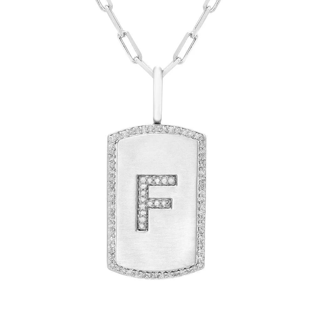 It's Personal Initial Sterling Silver & 1/4 Carat T.W. Diamond Dog Tag Necklace, Women's, Size: 20", Sterling Z Product Image