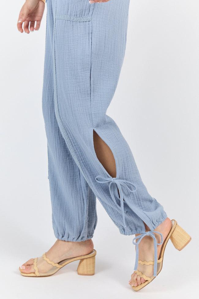 Sky High Blue Gauze Harem Pull On Pants FINAL SALE Product Image