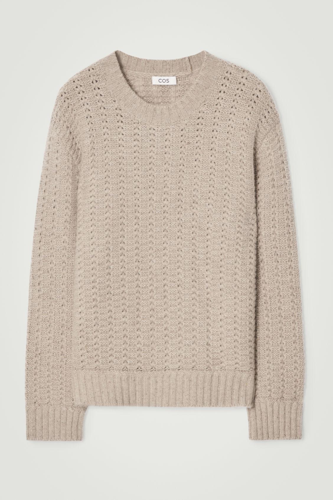 RELAXED POINTELLE-KNIT PURE CASHMERE SWEATER Product Image