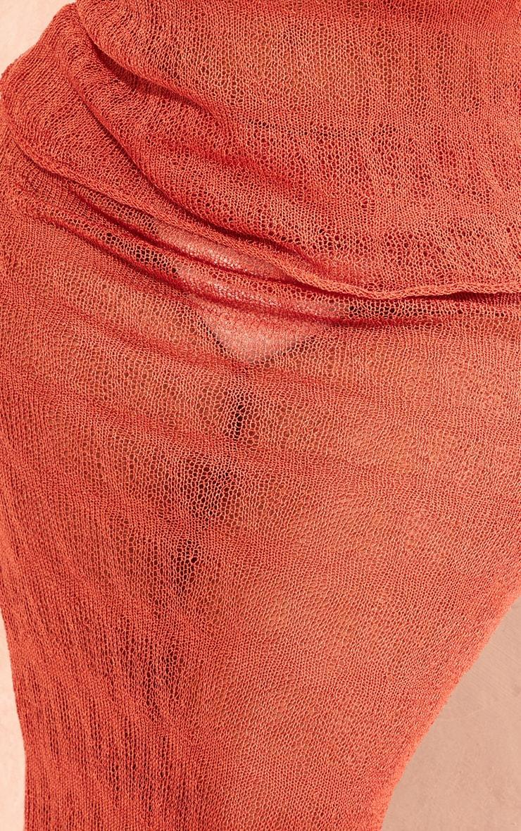 Plus Orange Sheer Knitted Maxi Skirt Product Image
