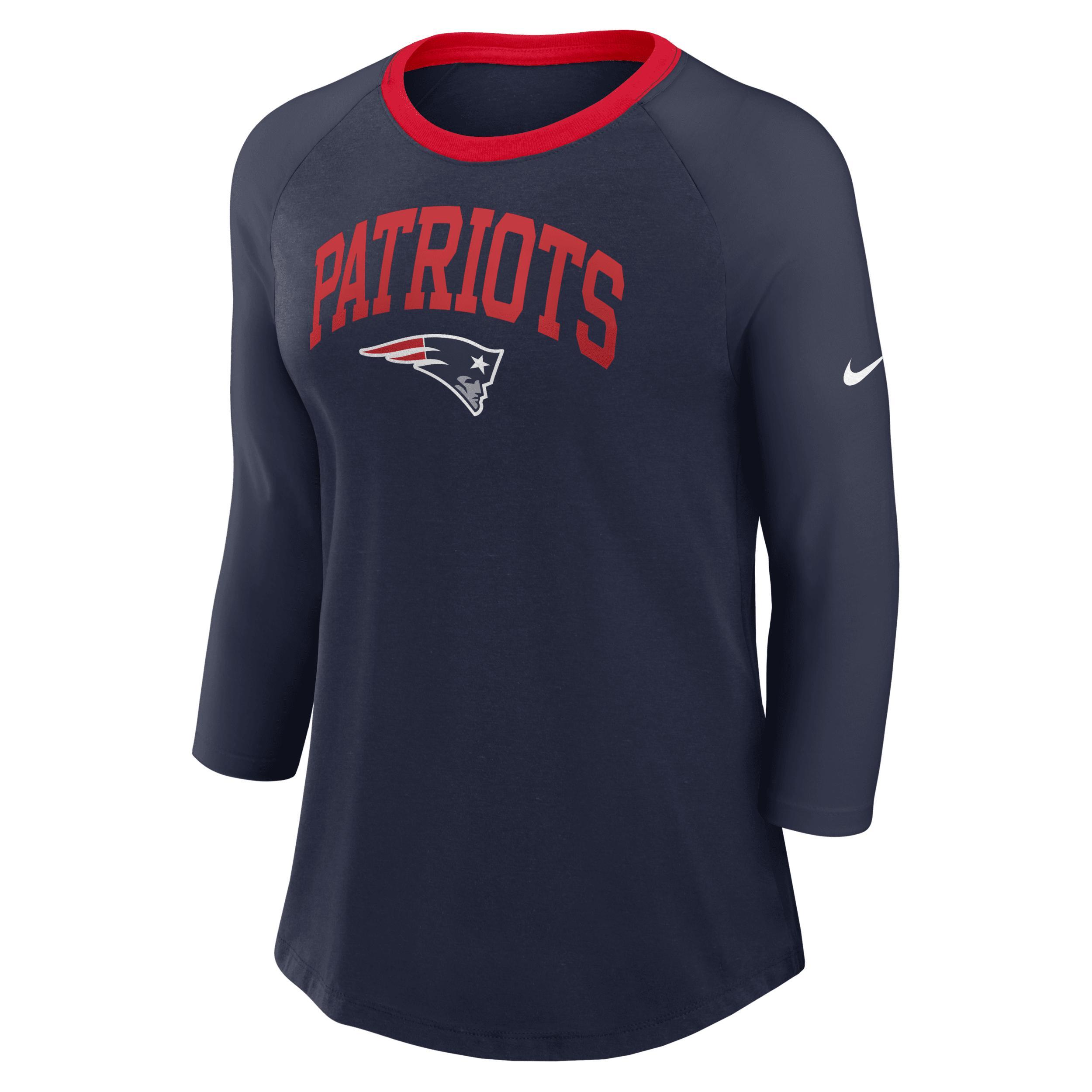 Women's Nike Royal New York Giants Raglan 3/4 Sleeve T-Shirt, Size: XS, Blue Product Image