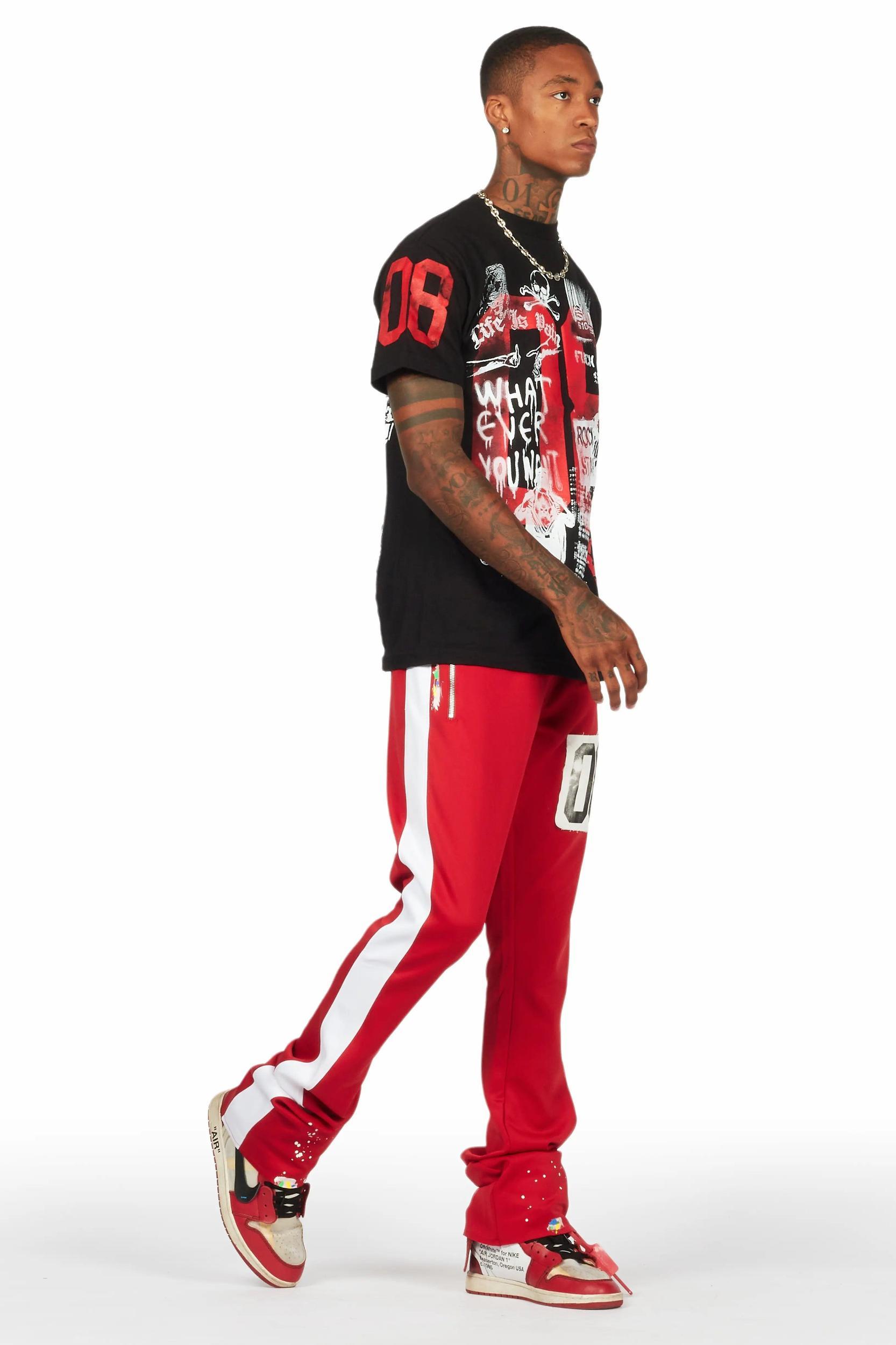 Grill Black/Red T-Shirt/Stacked Flare Track Set Male Product Image