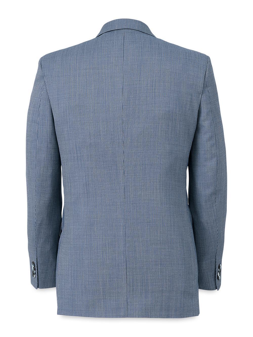 Wool Micro Check Single Breasted Peak Lapel Suit Jacket - Cobalt Product Image