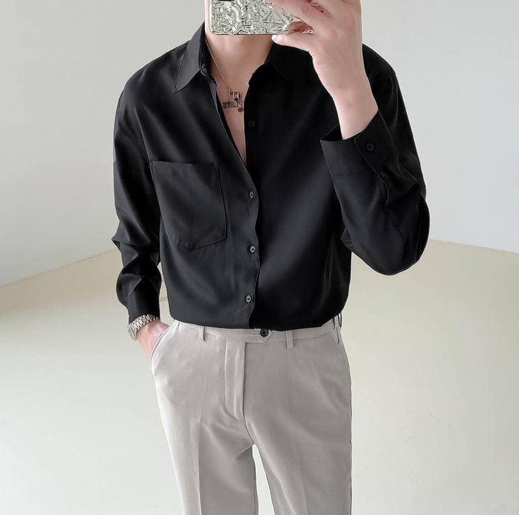 RT No. 4443 ESSENTIALS BUTTON-UP COLLAR SHIRT Product Image