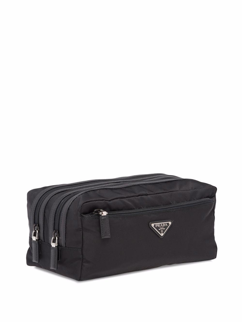 Re-Nylon and leather travel pouch Product Image
