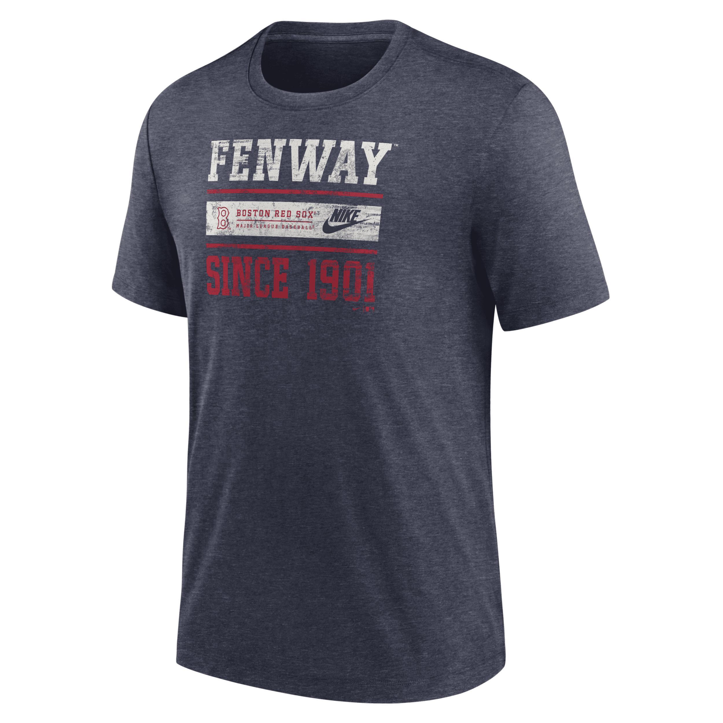 Mens Nike Heather Boston Red Sox Cooperstown Collection Local Stack Tri-Blend T-Shirt Blue Product Image