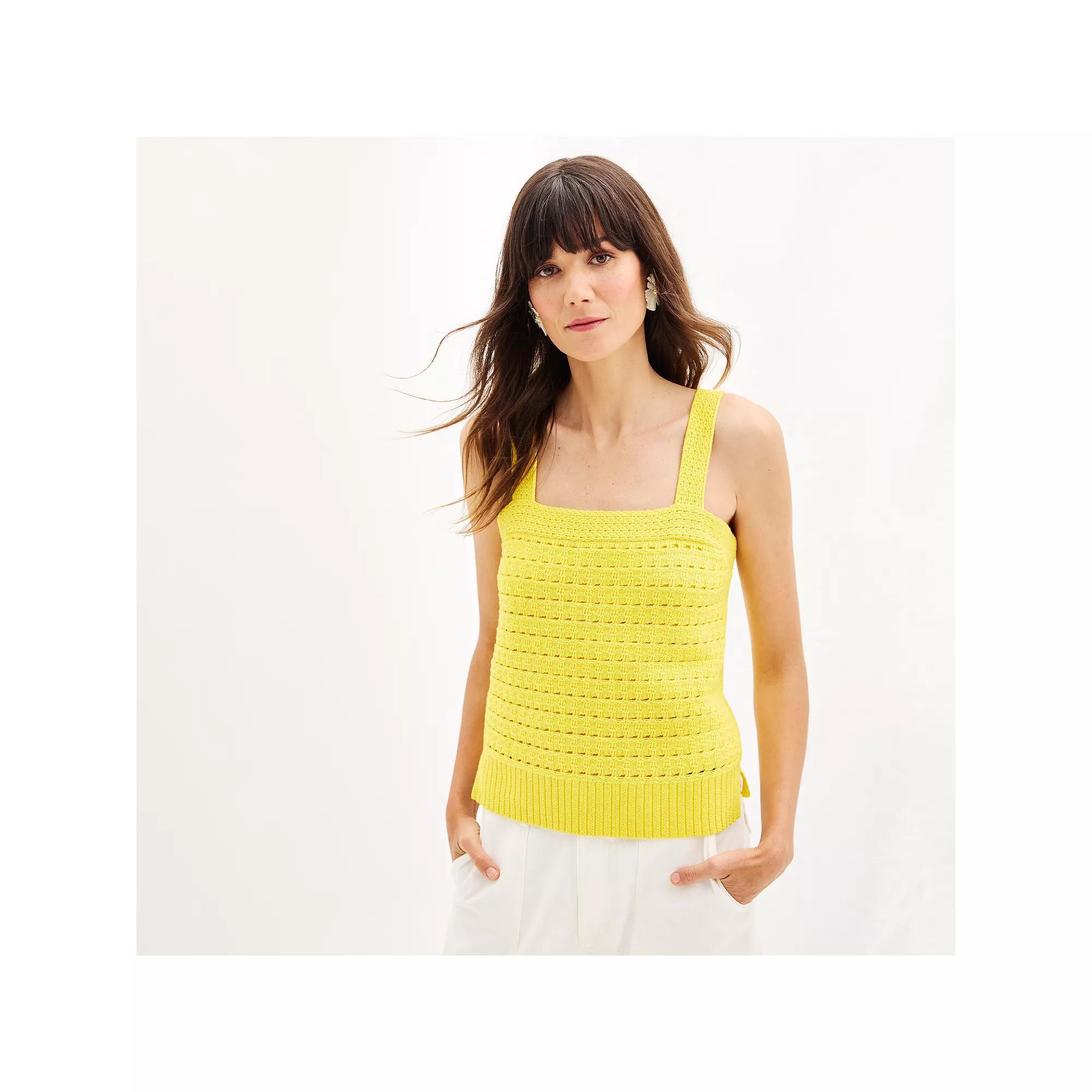Womens Sonoma Goods For Life Squareneck Crochet Sweater Tank Top Product Image
