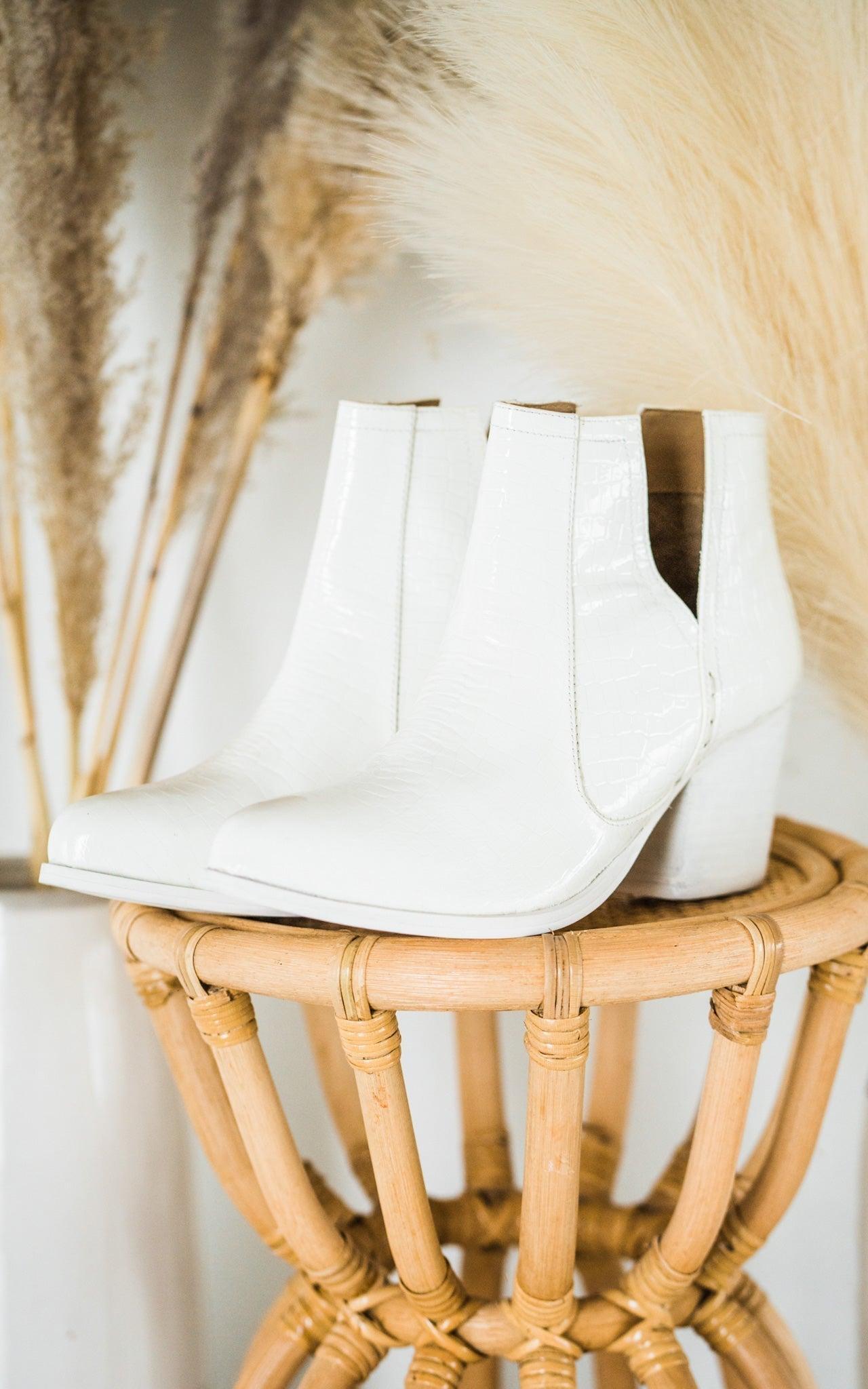 Tarim Bootie in White Croc (Online Exclusive) Product Image