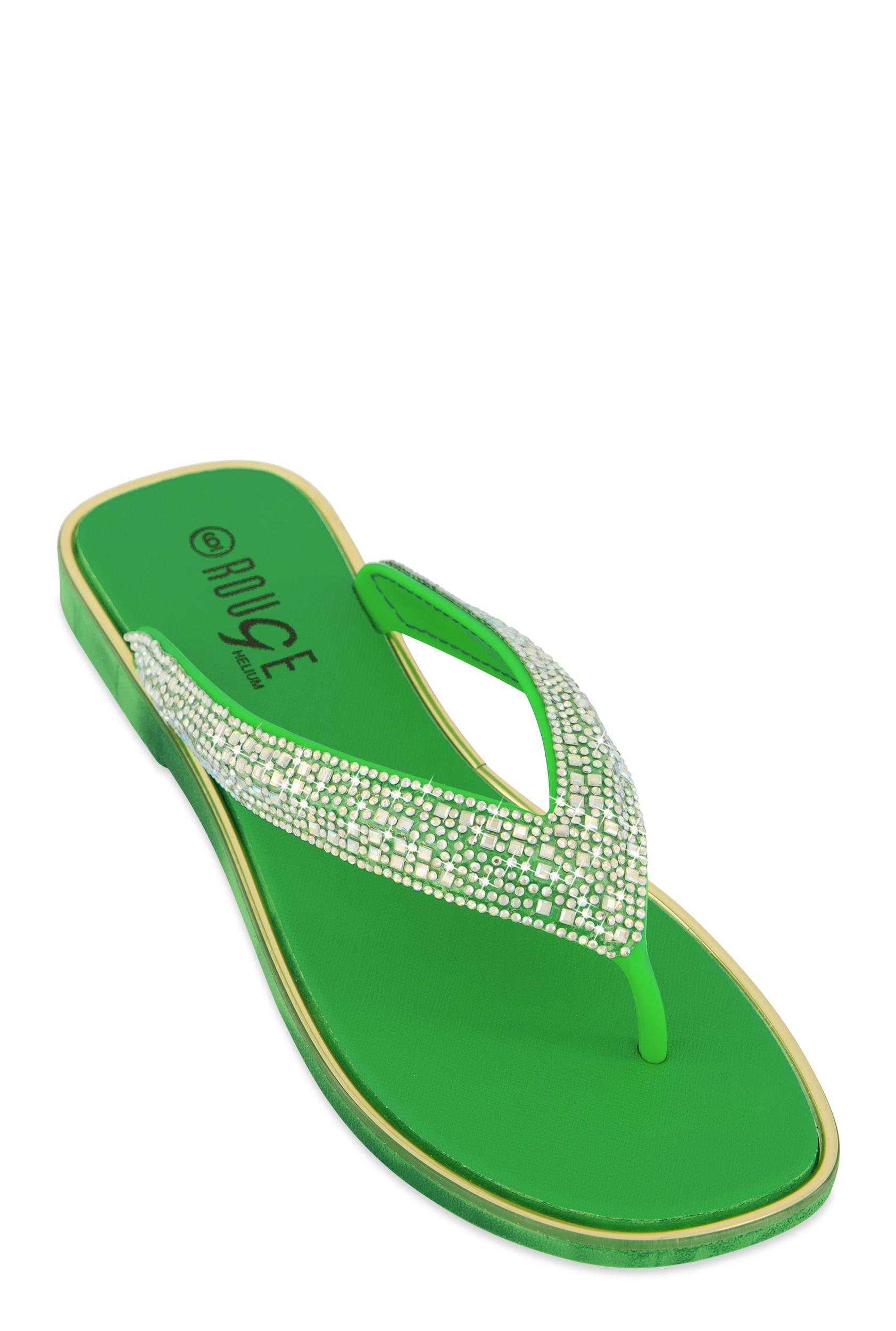 Womens Rhinestone Thong Slide Sandals Product Image