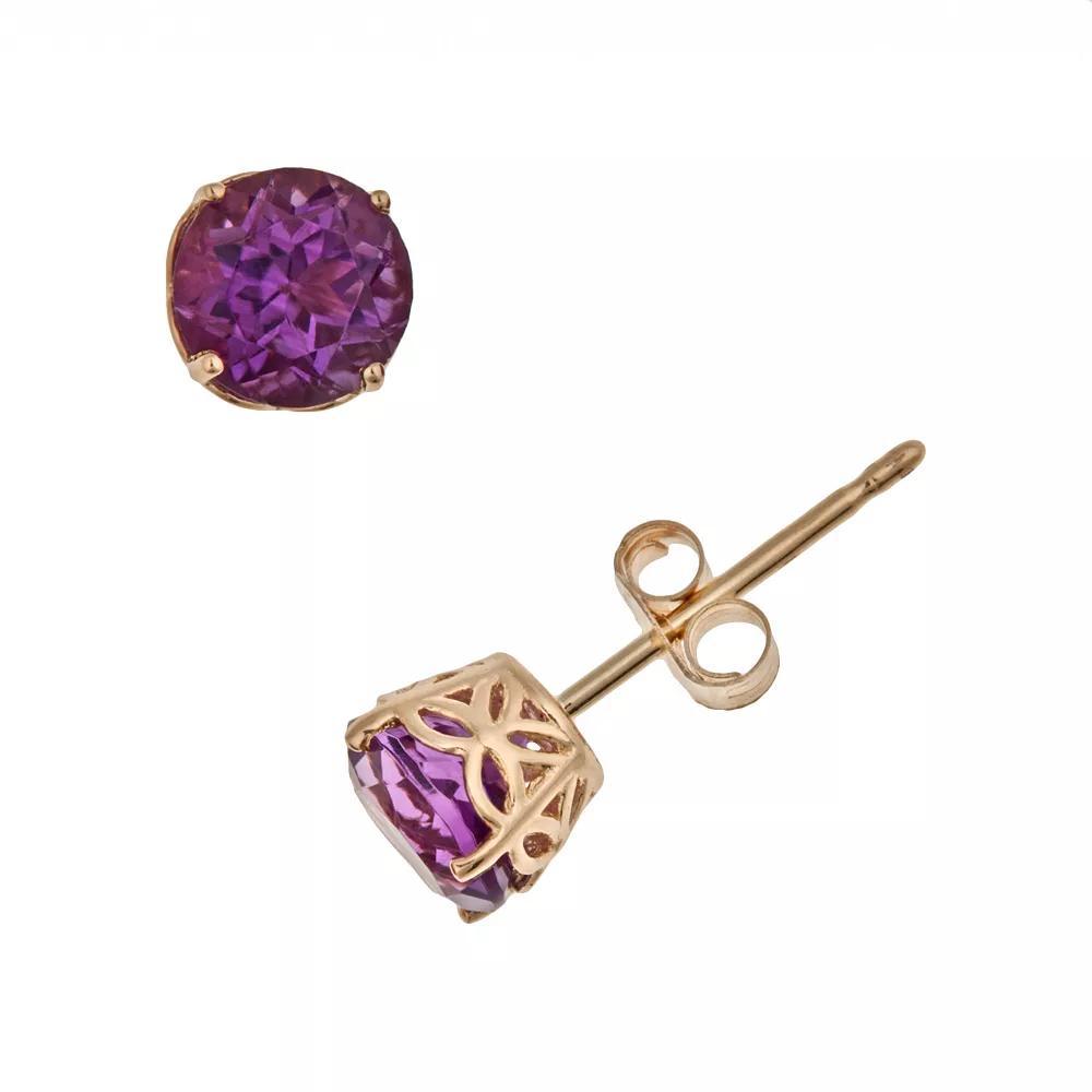 Celebration Gems 14k Gold African Amethyst Stud Earrings, Women's, Purple Product Image