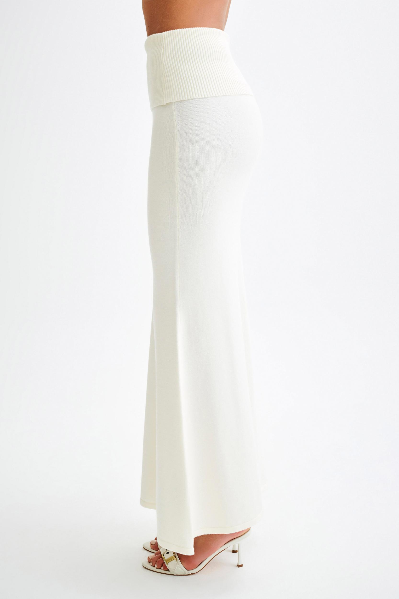 Karlie Knit Maxi Skirt With Ribbed Waist - Ivory Product Image