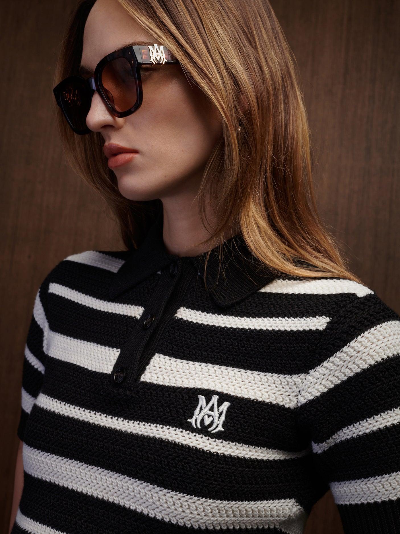 WOMEN - WOMEN'S MA STRIPED POLO - Black Female Product Image