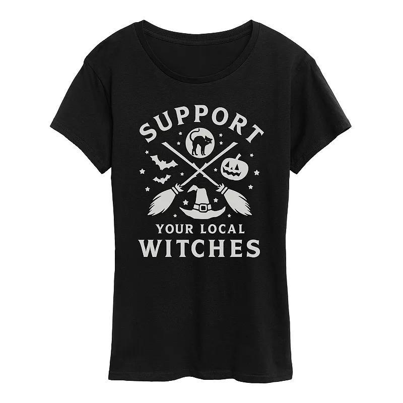 Womens Support Your Local Witches Halloween Tee, Girls Product Image
