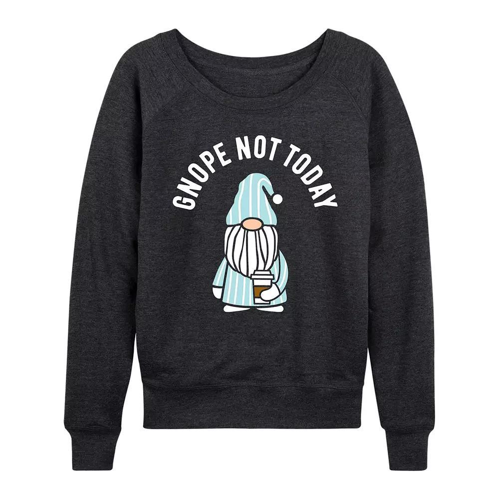 Plus Size Gnope Not Today Sleepy Gnome French Terry Long Sleeve Tee, Women's, Size: 3XL, Heather Grey Product Image