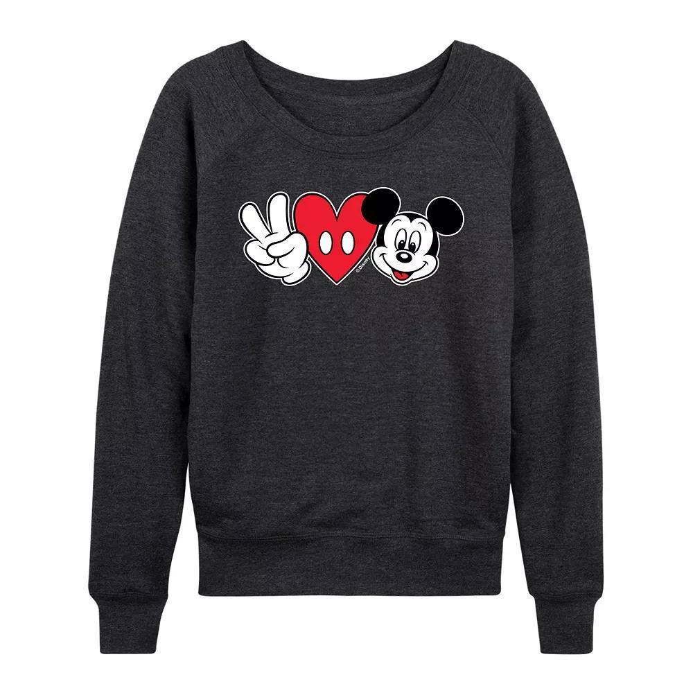 Disney's Mickey Mouse Women's Christmas French Terry Long Sleeve Tee, Size: Medium, Heather Grey Product Image