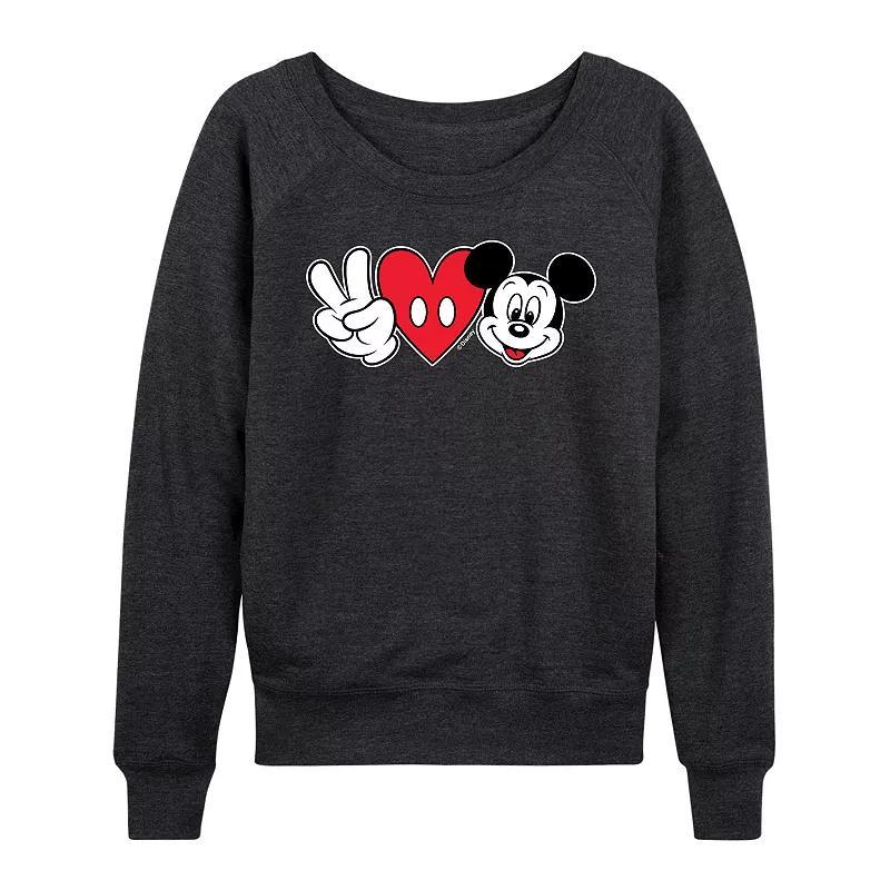 Disney's Mickey Mouse Women's Christmas French Terry Long Sleeve Tee, Size: Medium, Heather Grey Product Image