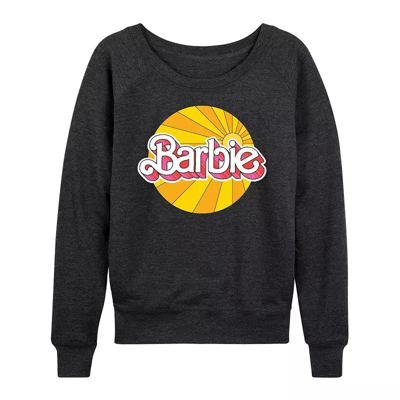 Womens Barbie Sunburst Logo French Terry Long Sleeve Tee, Girls Heather Grey Product Image