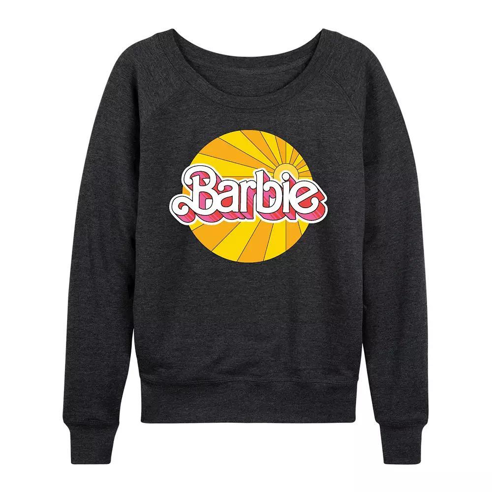 Womens Barbie Sunburst Logo French Terry Long Sleeve Tee, Girls Heather Grey Product Image