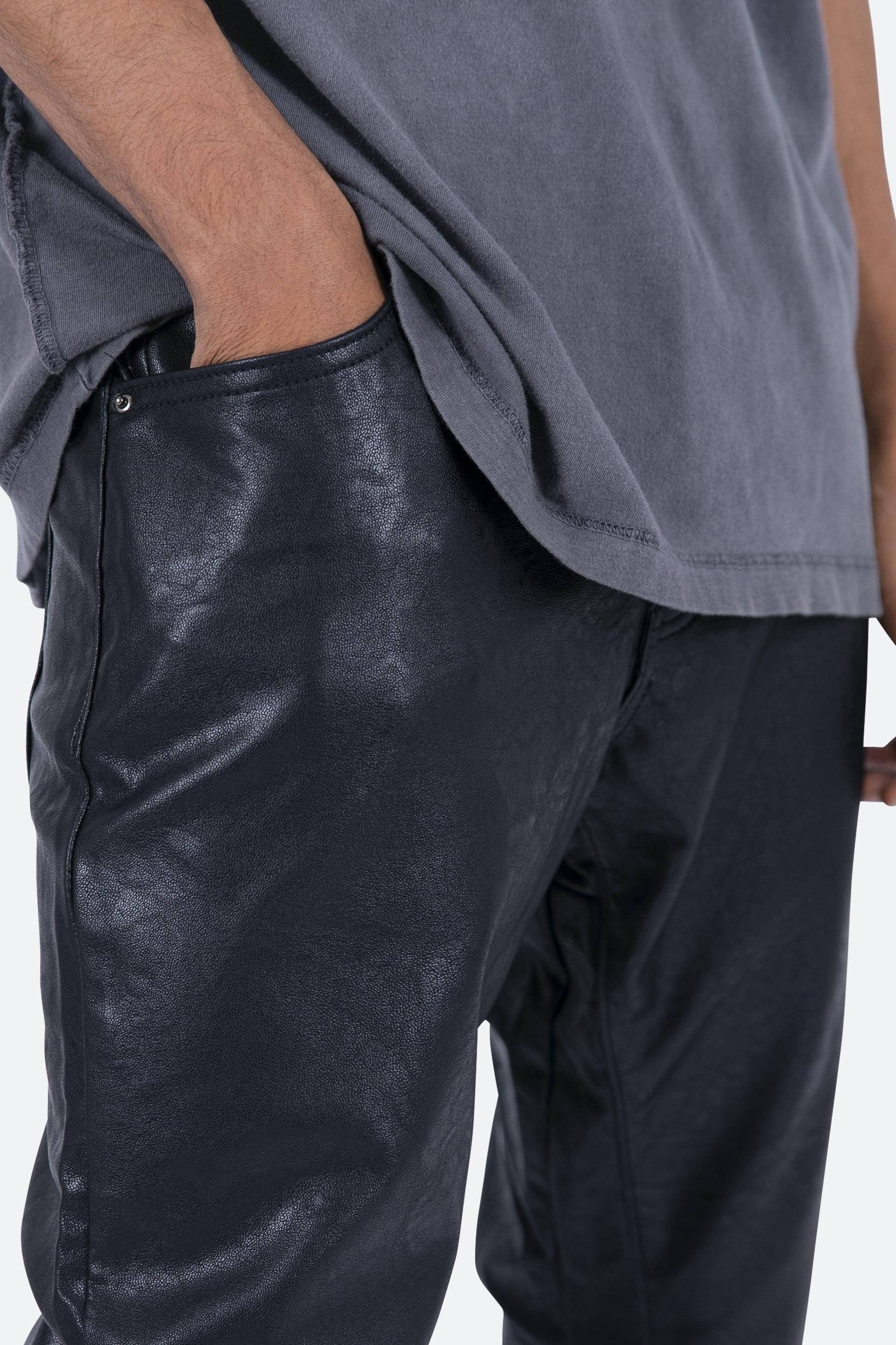 B169 Leather Flare Pants - Black Product Image