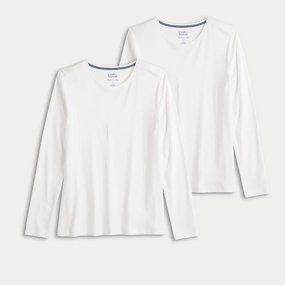Womens Croft & Barrow Long Sleeve 2-Pack Crewneck Tees Product Image