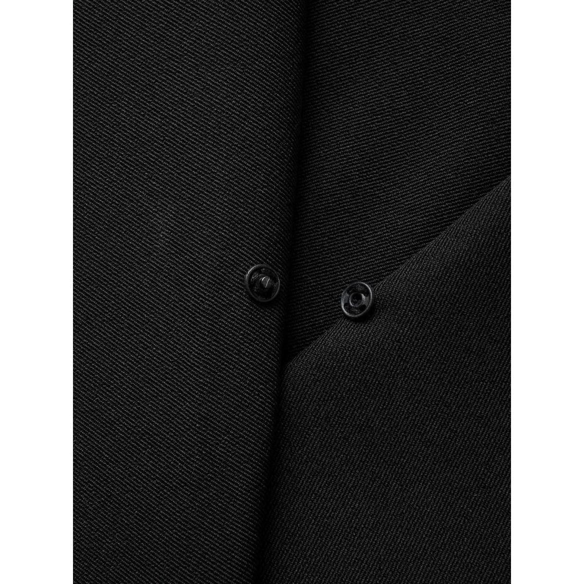 Plus Size Suit Collar Metal Detail Lantern Sleeve Dress Black Women Workwear Essentials Button Suit Collar Sleeveless Curvy BloomChic 12/L Product Image