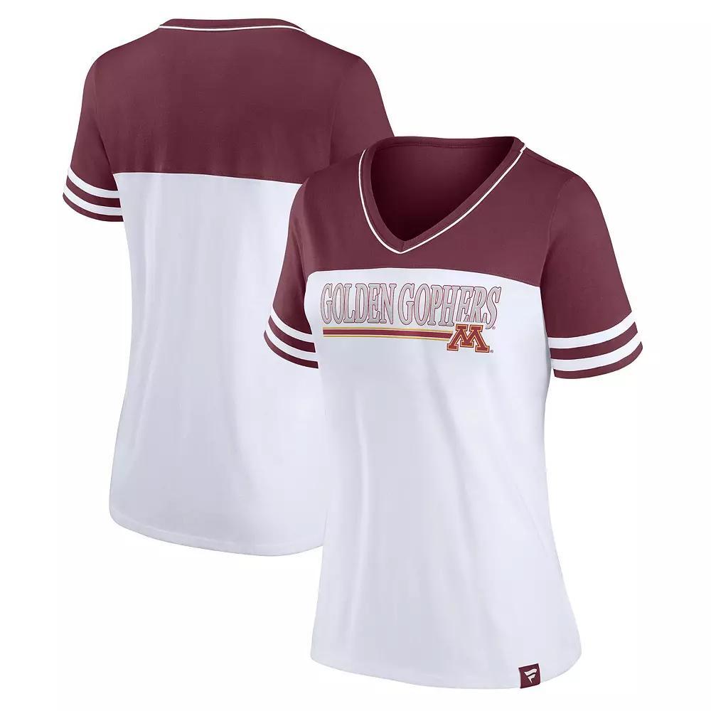 Women's Fanatics White/Maroon Minnesota Golden Gophers Iconic Colorblock T-Shirt, Size: Large Product Image