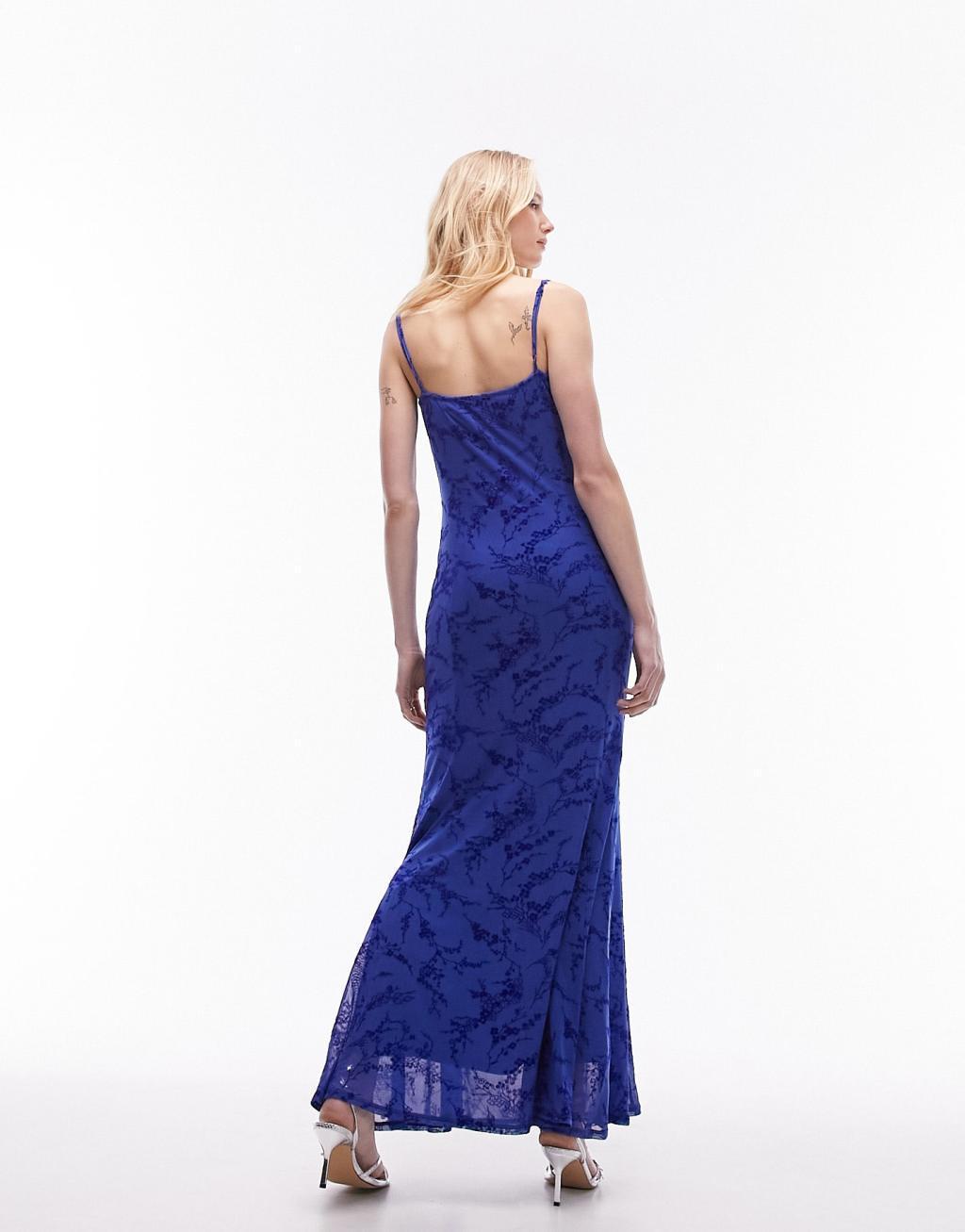 Topshop cowl neck jacquard maxi slip dress Product Image